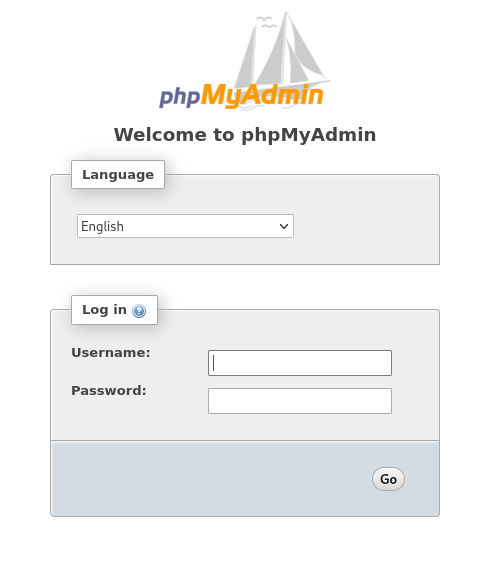 phpmyadmin page